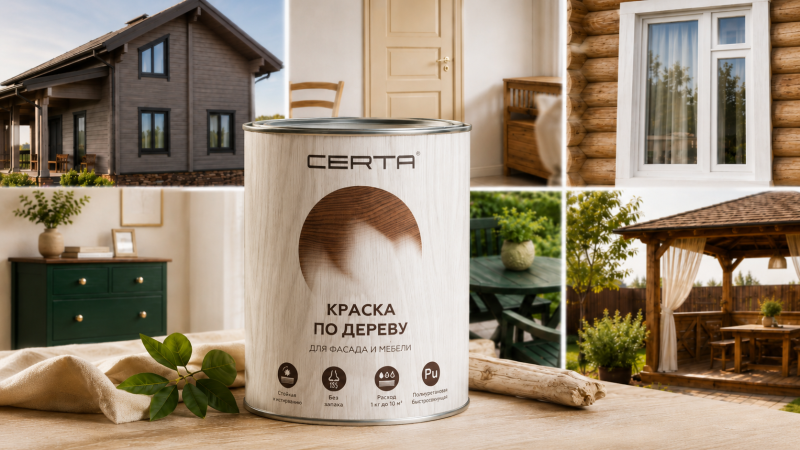 Краска по дереву CERTA: для фасадов, мебели, окон, дверей и садовых конструкций