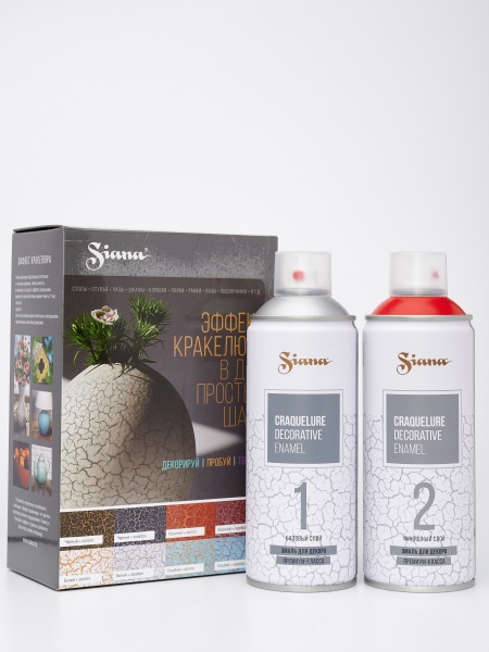 Набор для кракелюра Siana Craquelure серебро и красный 1040 мл
